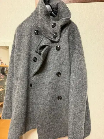 NATURAL BEAUTY BASIC 스탠드넥 샤기 미디 코트