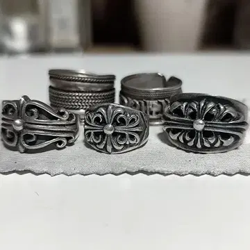 실버제 빈티지풍 반지 세트 (5개)