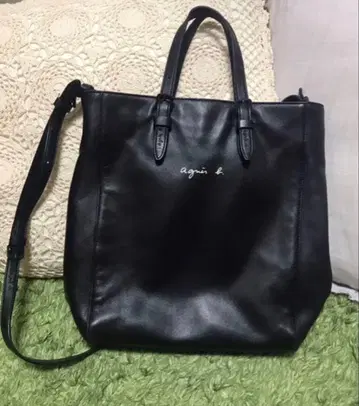 agnes b. 에네스베 소가죽 2way 토트백 블랙