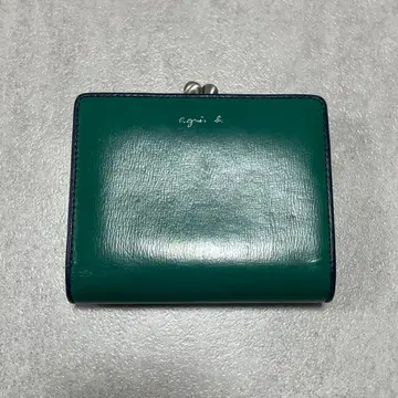 agnes b. 에네스베 2단 접이식 지갑 가마구치 그린