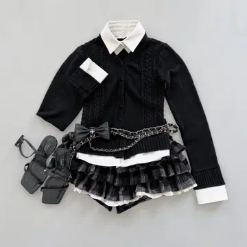 andwang Lady Docking Knit Tops 블랙