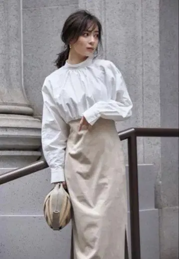 anuans 돌먼 슬리브 도킹 원피스