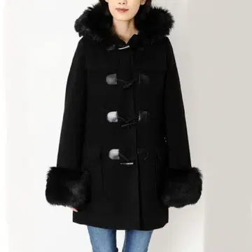 EGOIST 퍼 달린 더플 코트 블랙