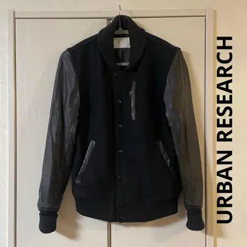 URBAN RESEARCH 램 가죽 바시티 자켓 블랙