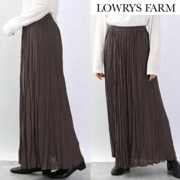 로리즈팜 와셔 플리츠 롱 스커트 차콜 그레이