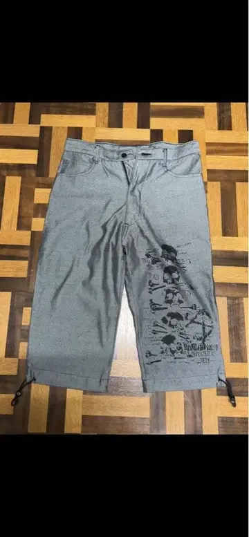 ACID JAZZ MEN 스컬 프린트 그레이 하프 팬츠