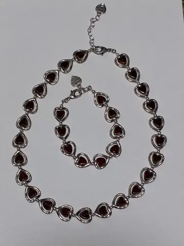 [ OtroAccesorio ] 하트 레이어드 목걸이 팔찌 세트