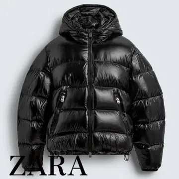 ZARA 블랙 다운 자켓 후드 부착