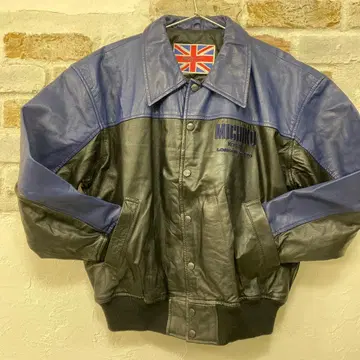 새상품급 소가죽 MICHIKO KOSHINO 가죽 자켓 블랙과 파랑 M