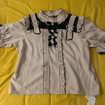 유메텐보 하트 벨트 초커 비쥬 블라우스 리본 블랙 핑크 5L