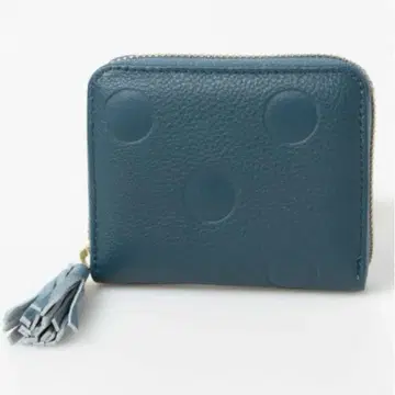 [ 새상품급 ] perche 도트 엠보 아코디언 주름 카드 지갑 블루