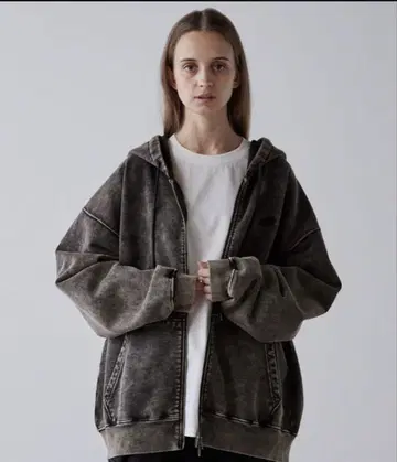 CLEL 빈티지 브라운 풀 집업 후드티 L 사이즈 상당