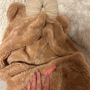곰 귀 달린 플리스 담요