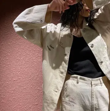 6 ROKU 자켓 kurry x 6 ROKU/화이트 데님 자켓