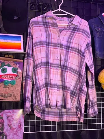 체크 무늬 셔츠 L 사이즈 핑크 계열