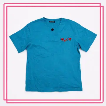 [드리] 일본제 원포인트 자수 반팔 상의 터콰이즈 블루