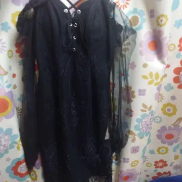 네이비 레이스업 오프숄더 드레스