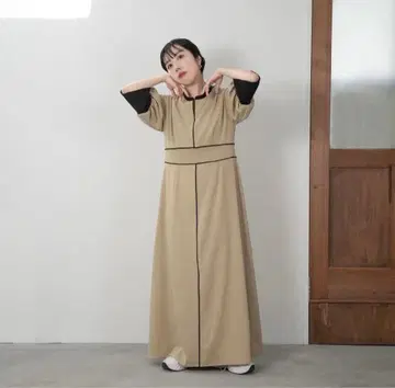 lawgy 볼륨 커프스 파이핑 원피스