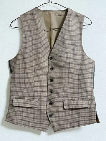 COMME CA MEN 체크 무늬 베스트 S