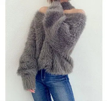 GYDA 2WAY 샤기 초커 니트탑