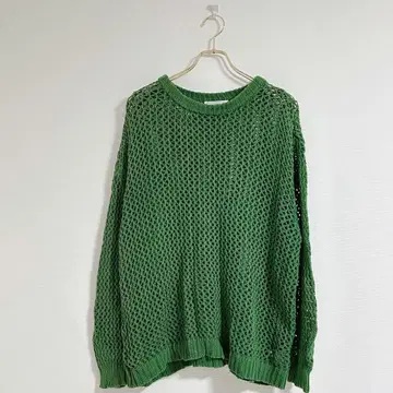 [RETOROGIRL] 그물 짜임 그린 긴팔 니트 스웨터