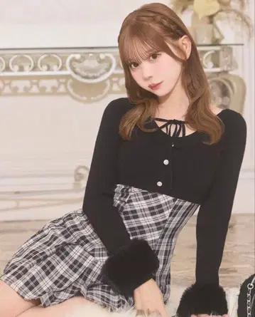 michellMacaron 볼레로 set 체크 플리츠 원피스 F