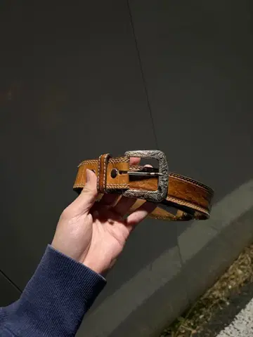 웨스턴 버클 스터드 콤보 가죽 벨트