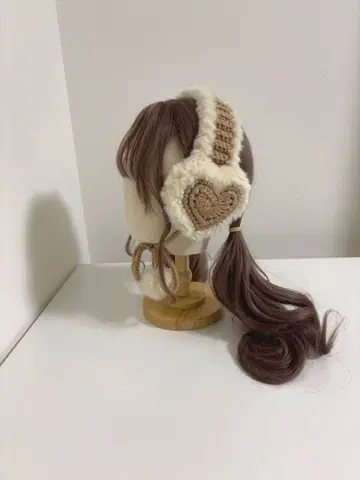 하트 귀도리 베이지 핑크 베이지 핸드메이드 귀도리 귀마개