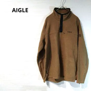 AIGLE 플리스 자켓 하프 지퍼 브라운 M