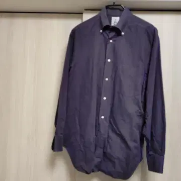 다크 퍼플 버튼 다운 셔츠 긴팔