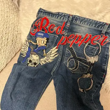 Red Pepper 자수 데님 팬츠