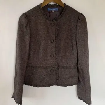 새상품급 엠즈 그레이시 노카라 자켓 가디건 브라운 울