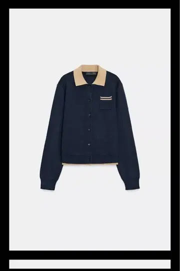 네이비 버튼 니트 레이어드 가디건