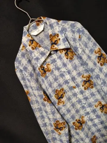 90s 빈티지 귀여운 베어 패턴 덮개 버튼 겉옷 Y2K 여성빈티지