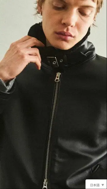 OPENING ACT 리얼 가죽 무스탕 하이넥 자켓 XL 블랙