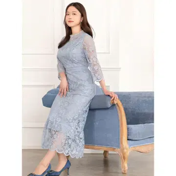 over E 총 레이스 머메이드 원피스 90 블루 스카이블루