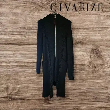 CIVARIZE / 후드 부착 니트 롱 후드티 44 블랙
