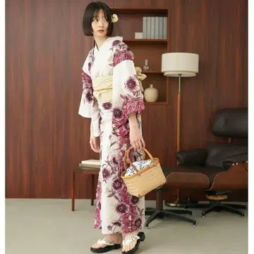 인기 utatane 유카타 3종 세트 크림슨의 하늘하늘 꽃 물들임 나누기