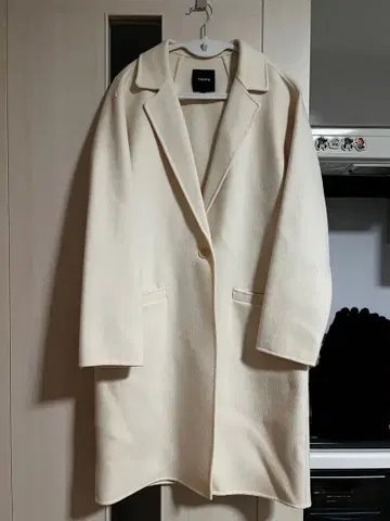 아이보리 화이트 캐시미어 혼방 코트 S 사이즈