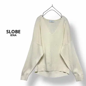 SLOBE IENA 코튼 니트 V넥 니트 와이드 니트 화이트