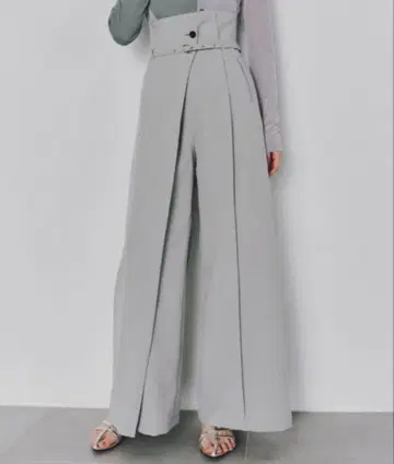 그레이 스트라이프 와이드 레그 슬랙스 hakama