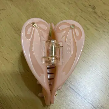 POTETE 리본 하트 클립 핑크 포테테