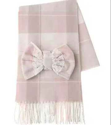 LIZ LISA 체크 리본 스톨 그레이 머플러