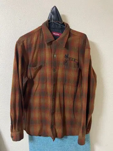 HIDESEEK 긴팔 셔츠 L 브라운 계열 체크 무늬