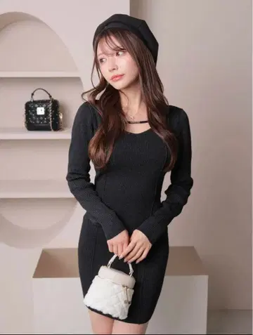 LIP SERVICE 2way 스트랩 라메 니트 원피스