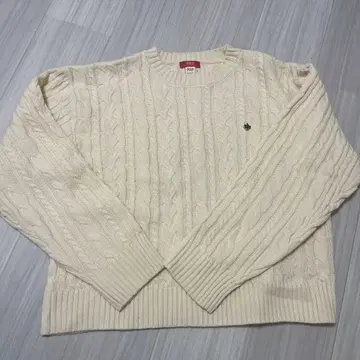 POLO 케이블 니트 스웨터 크림색