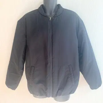 나일론 봄버 자켓 심플 충전솜 라운드 칼라 블랙 검정