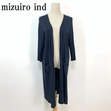 LA7174 미즈이로 인드 코튼 긴팔 롱 가디건 네이비 M