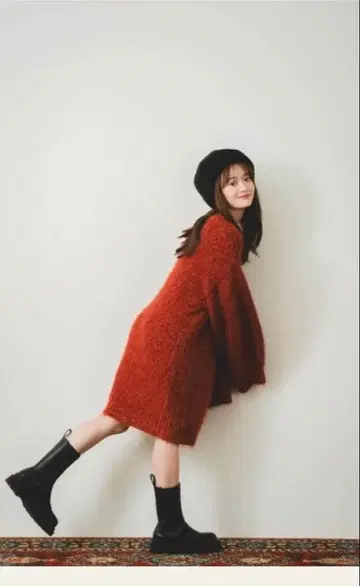 pinue 새상품 MIX 얀 니트 원피스 레드