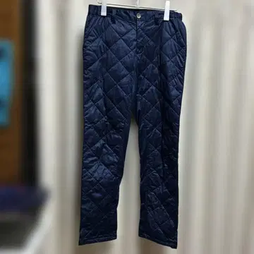 네이비 퀼팅 스트레이트 레그 팬츠